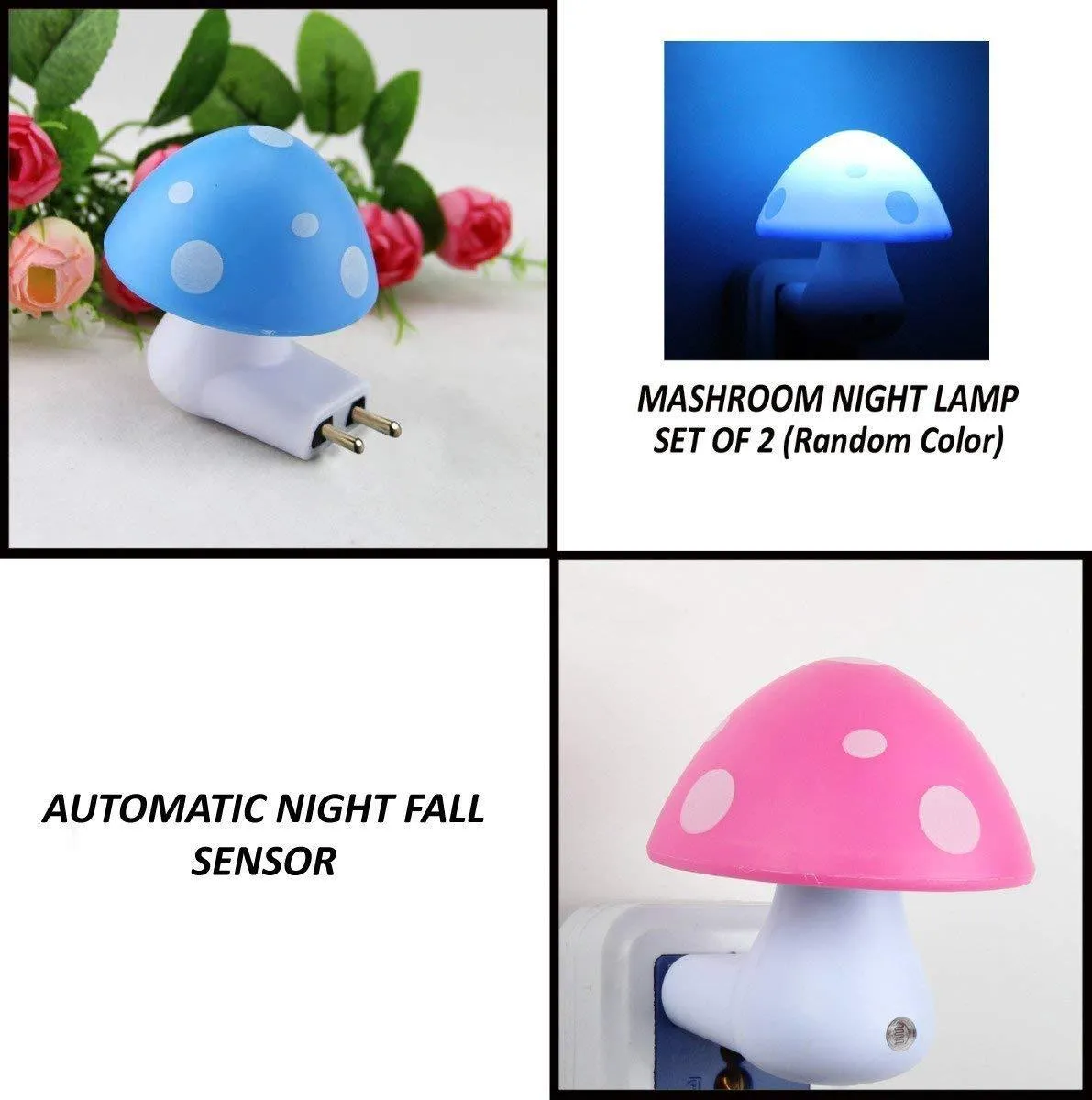 0254 Automatic Night Sensor Mushroom Lamp (0.2 watt, Multicolour)