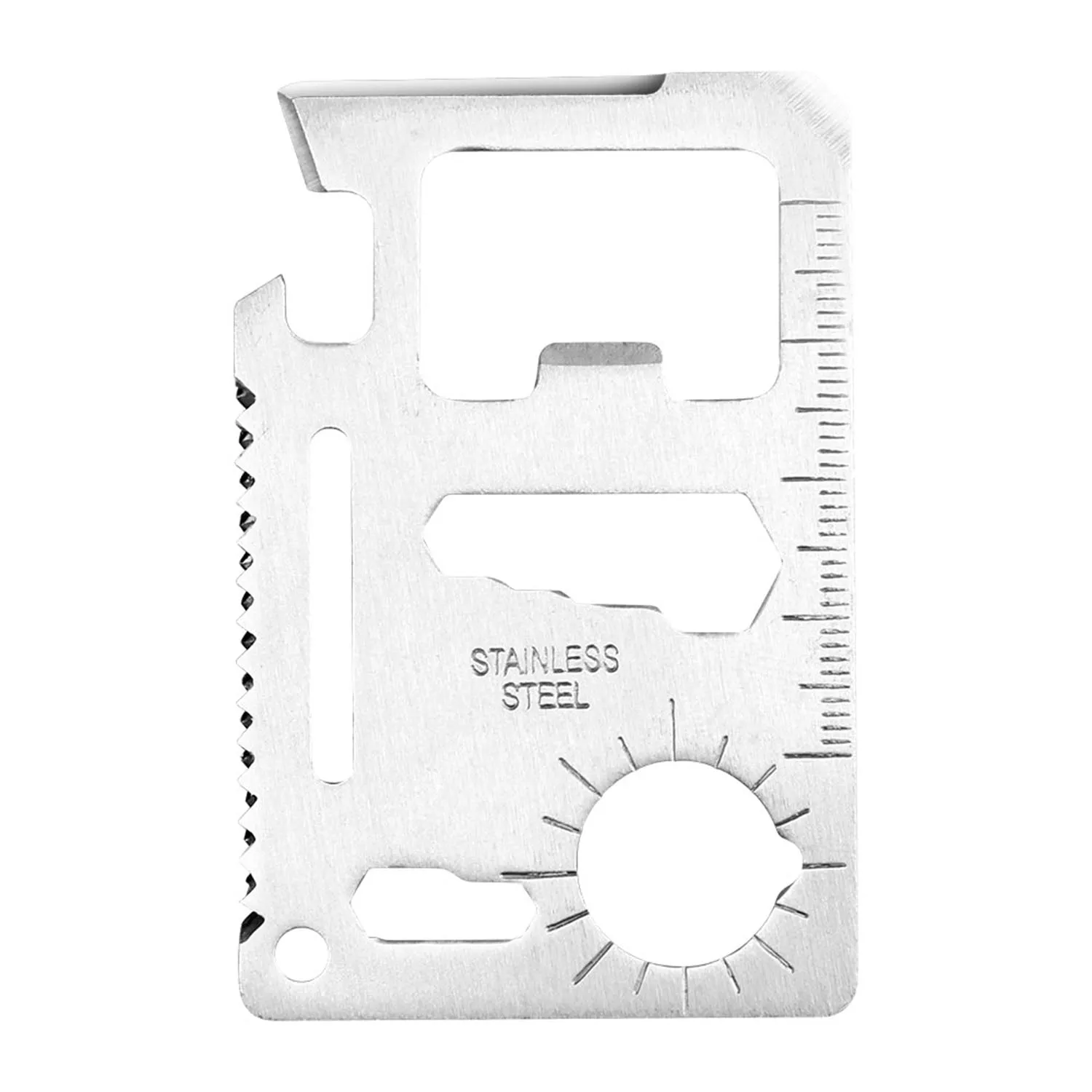 11 In 1 Stainless Steel Multi-tool Credit Card Wallet Portable Survival Pocket Tool Beer Can Opener Knife Fruit Peeler Wrench Saw Blade