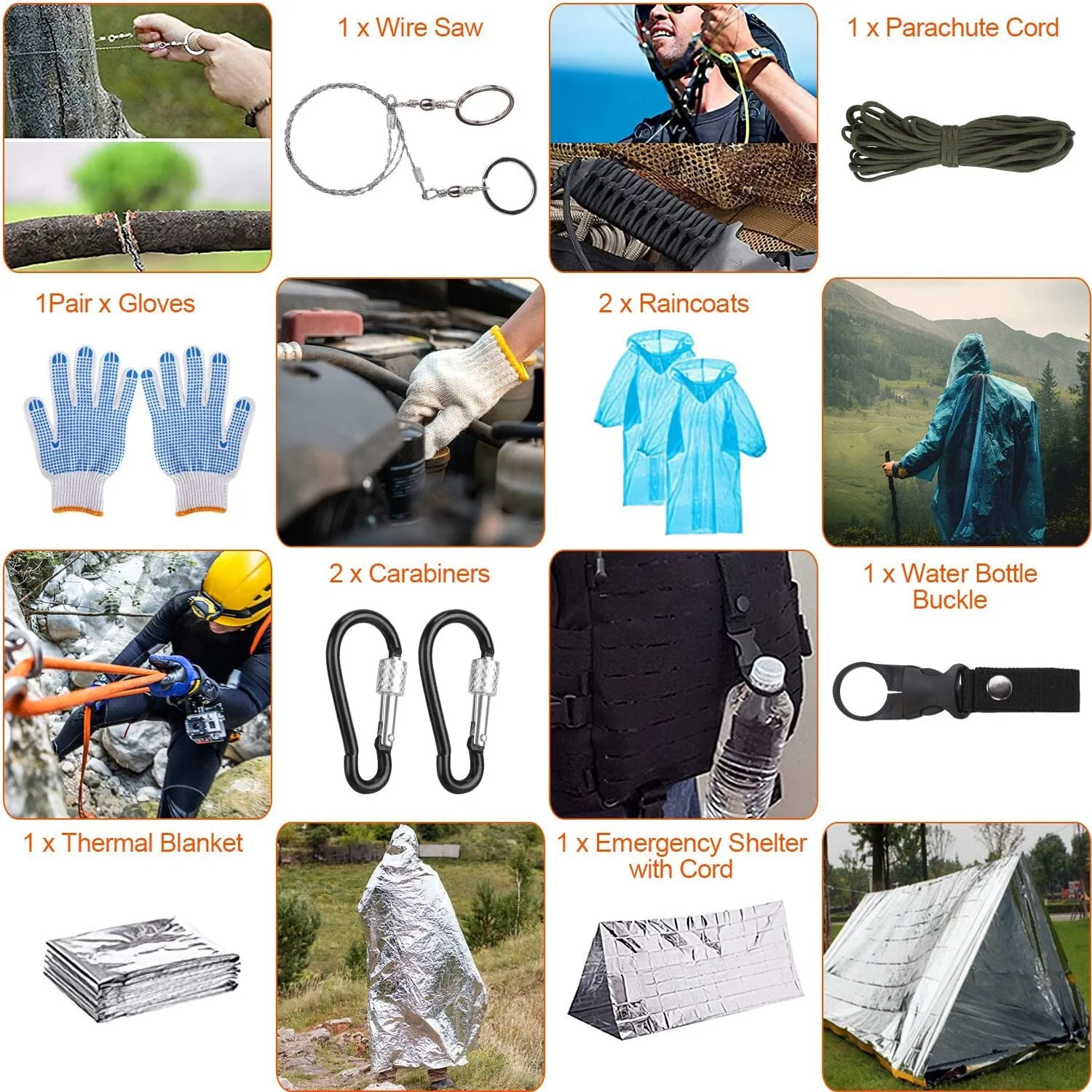 125-Pieces: Emergency Survival Gear Tactical for Outdoor Adventure