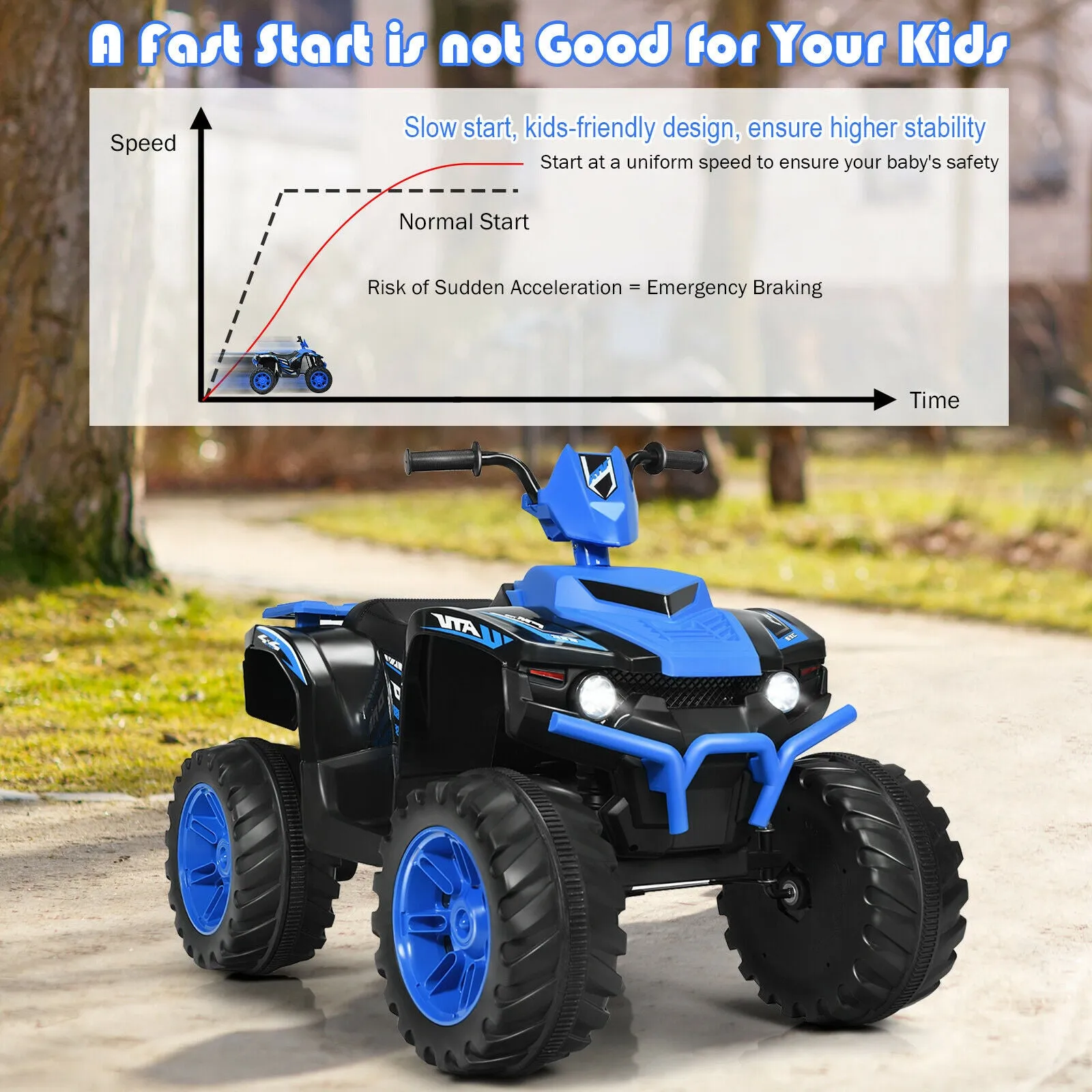 12v Electric Kids Ride On ATV / Quad Bike-Blue