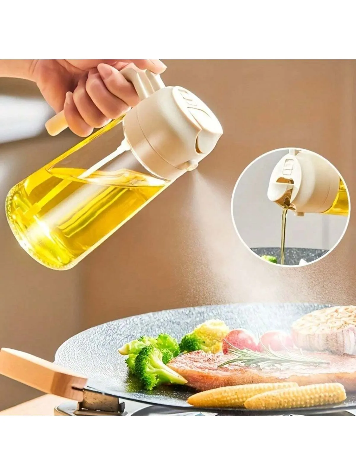 1PC 300ml Black Plastic Modern Clear Oil Sprayer 300ML , Oil Spray Bottle For Kitchen, For Camping Barbecue, Salad, Roasting, Cooking, Frying, Baking, Party