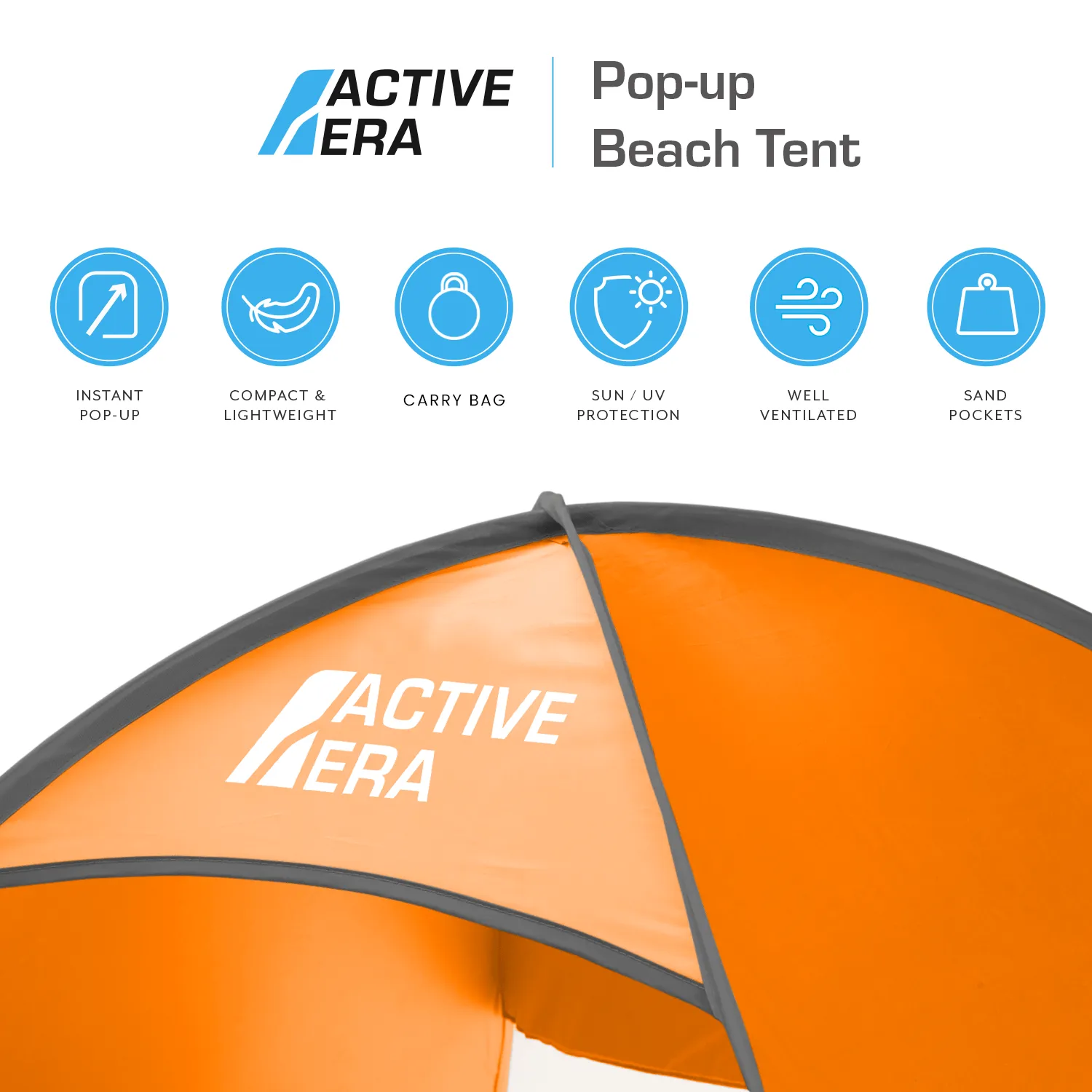 2 Person Beach Tent with UV Protection - Orange