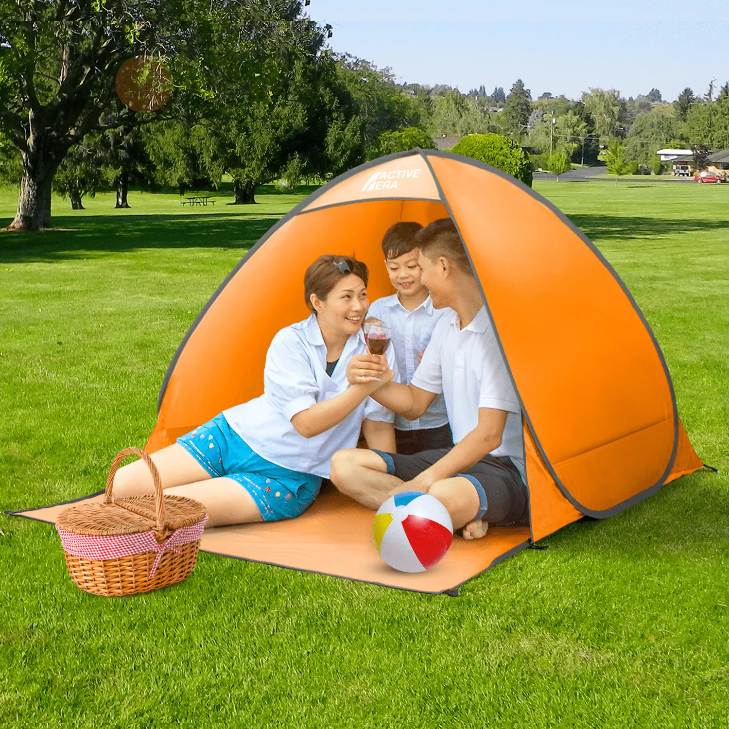 2 Person Beach Tent with UV Protection - Orange