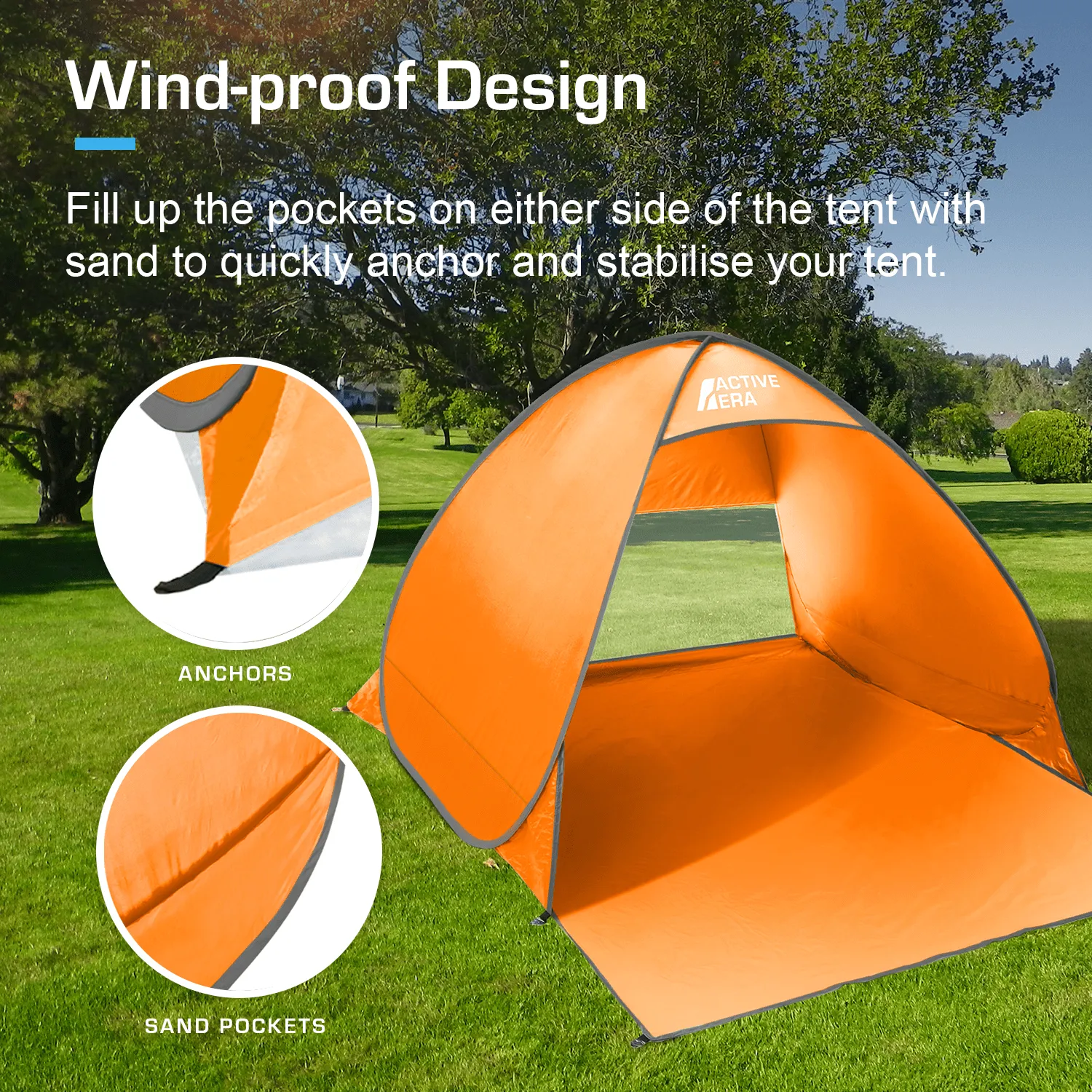 2 Person Beach Tent with UV Protection - Orange