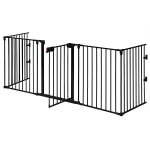 5 Panel Baby Safety Playpen Fireplace Barrier Gate Room Divider-Black