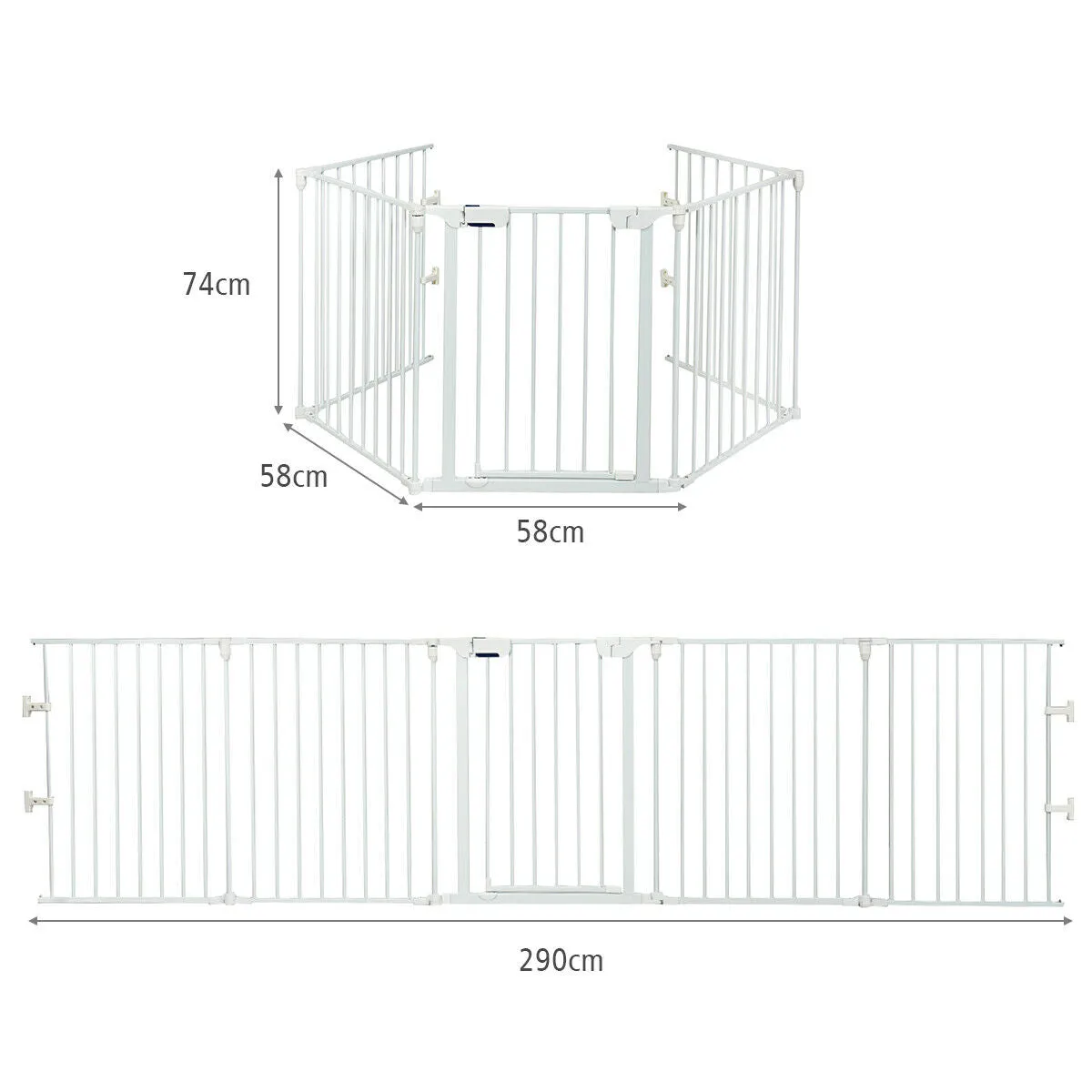 5 Panel Baby Safety Playpen Fireplace Barrier Gate Room Divider-White