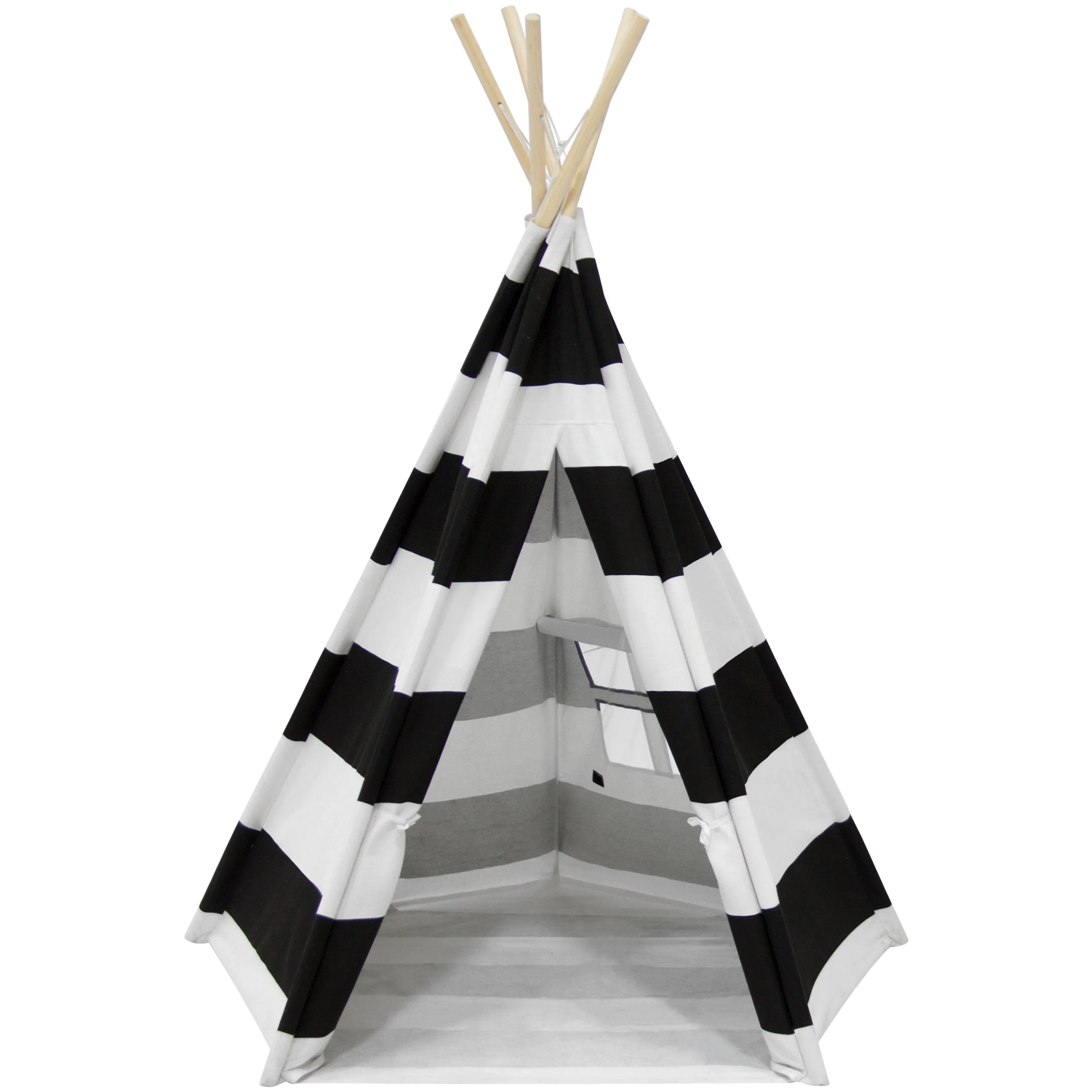 6ft Kids Pentagon Shaped Cotton Teepee Tent w/ Mesh Window, Carrying Case