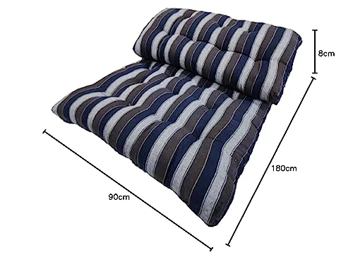 Adim's Soft Cotton Filled Quilt Mattress Gadda Soft & Reversible,Pure Cotton Fabric,Firm Gadda for Floor & Bed, (72 x 36 x 4 Inches,) Blue Lining |Perfect for a restful Night's Sleep|