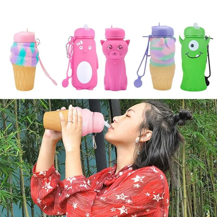 Adorable Collapsible Cartoon Water Bottle for Sports