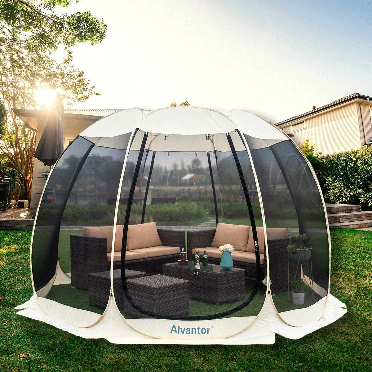 Alvantor Screen House Room Outdoor Camping Tent Canopy Gazebos 4-15 Person for Patios, Instant Pop up Tent, Not Waterproof