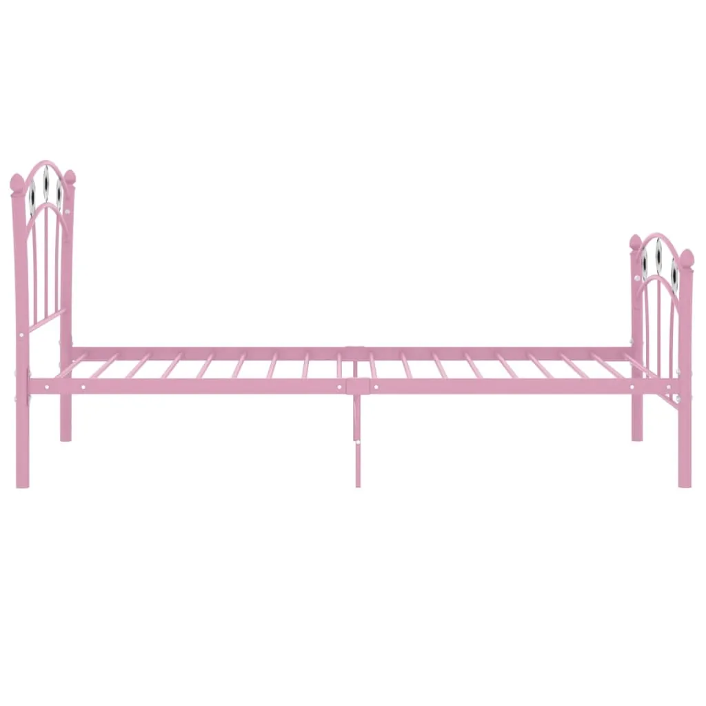 Bed Frame without Mattress Pink Metal 90x200 cm