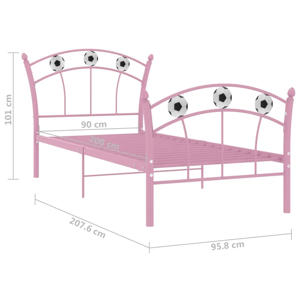 Bed Frame without Mattress Pink Metal 90x200 cm