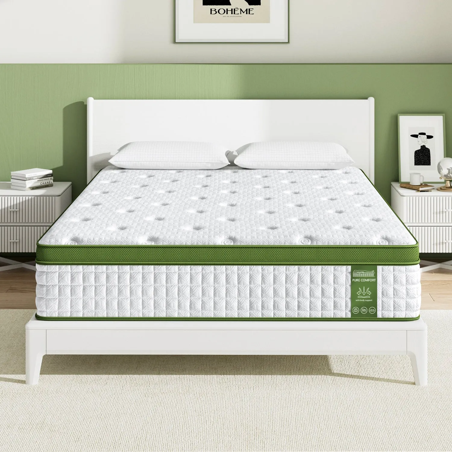 BedStory 12-14 Inch Medium Firm Hybrid Mattress | Gel Memory Foam & Pocket Springs for Optimal Support