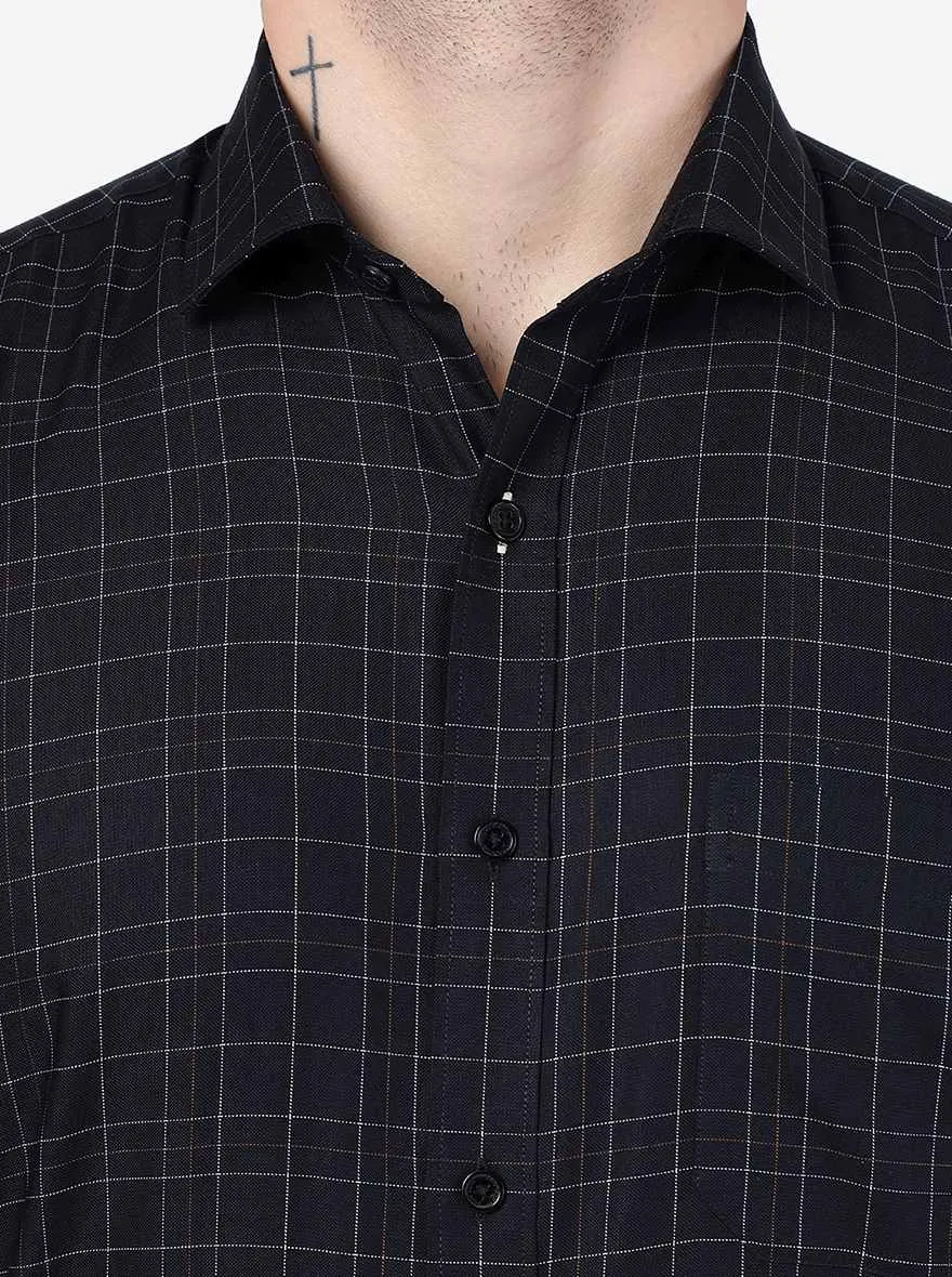 Black Checked Regular Fit Formal Shirt | JadeBlue