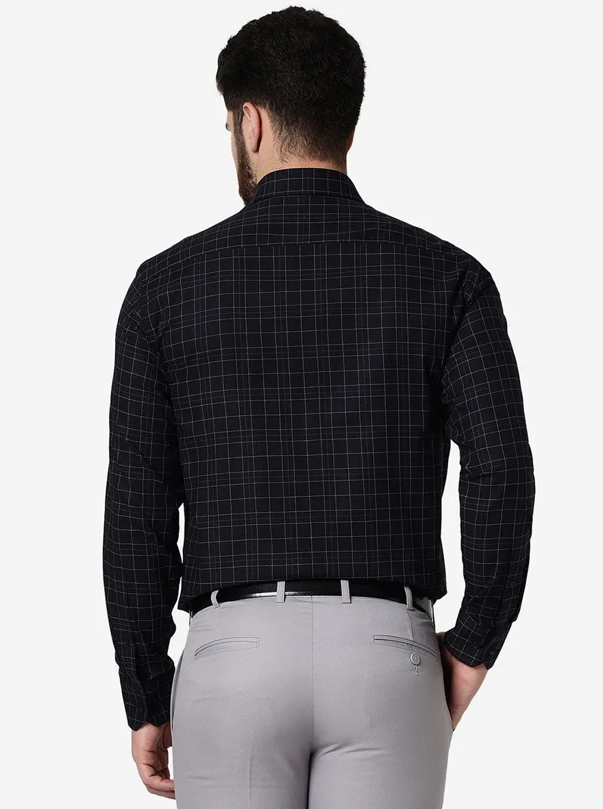 Black Checked Regular Fit Formal Shirt | JadeBlue