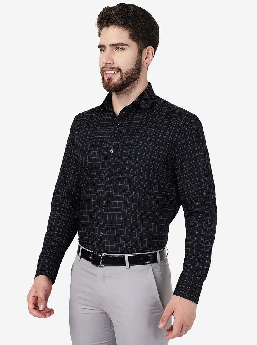 Black Checked Regular Fit Formal Shirt | JadeBlue