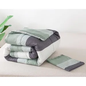 Blanket   pillowcase set Litanika Twin, 2 pieces, grey/green