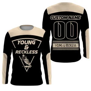 Custom Name Young and Reckless Mountain Bike Racing Jersey, Downhill Cycling Shirts, Bicycle MTB Long Sleeve