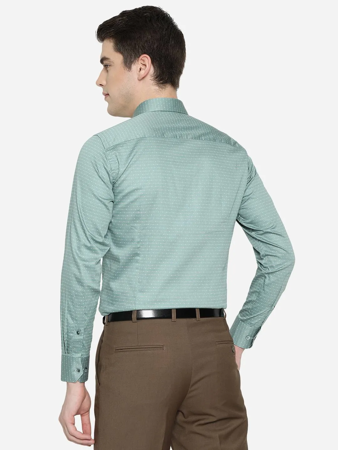 Dusty Green Printed Slim Fit Formal Shirt | Metal