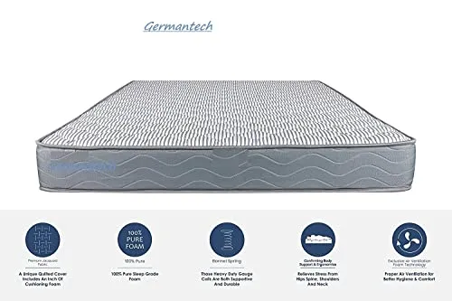 Germantech Single Bed Mattress 8 inch Medium Soft & Bouncy Bed Mattress Superior PU Foam Mattress for Comfortable Sleep (78x36x8 Inch)