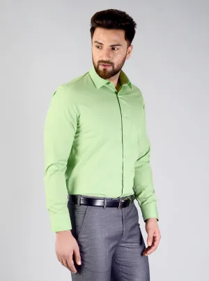 Green Solid Slim Fit Evening Wear Shirt | Metal