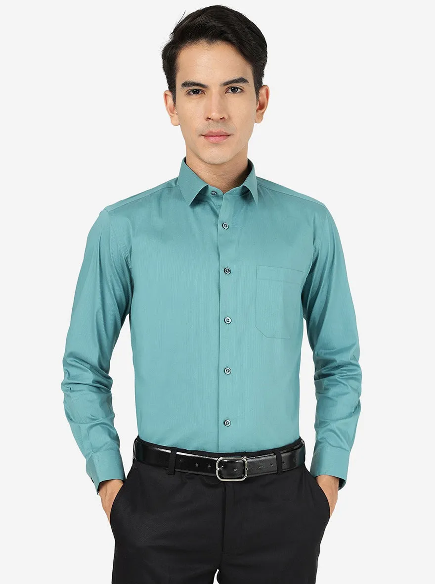 Green Striped Slim fit Party Wear Shirt | Greenfibre