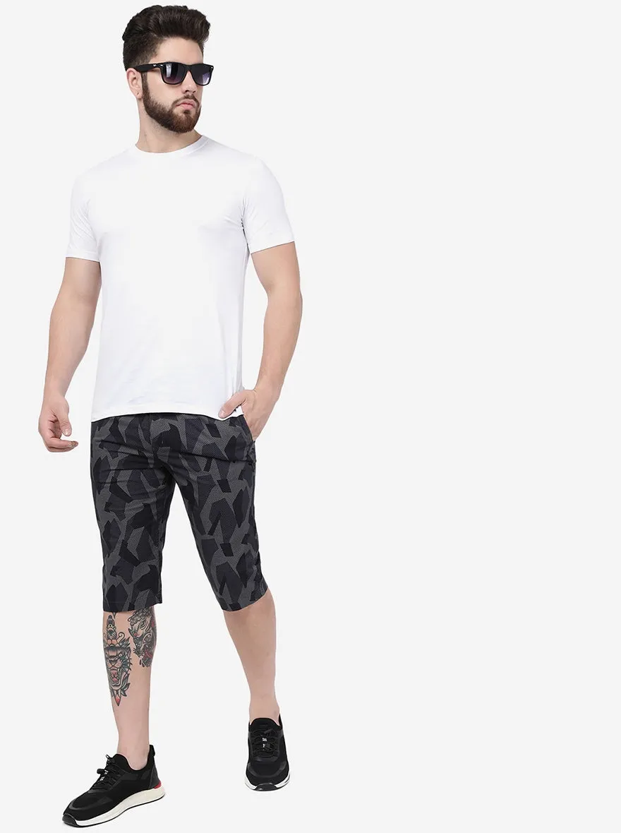 Grey Camo Printed Slim Fit Capri | JadeBlue