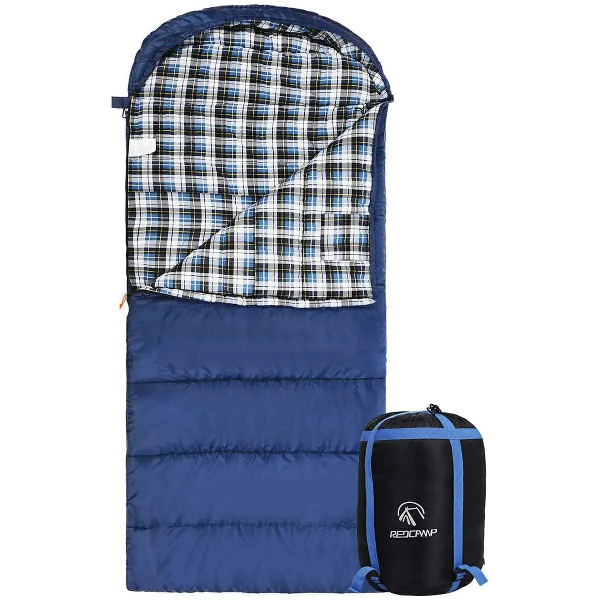 Hooded Camping Sleeping Bag for Adult with Cotton Flannel,Red,Blue,Navy Blue