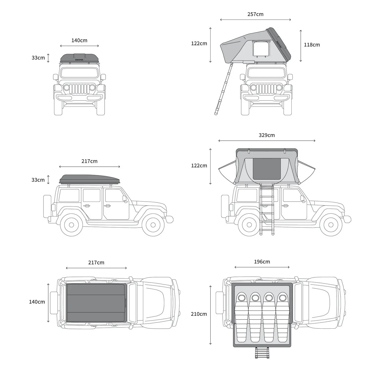 iKamper - Skycamp 3.0 4X - Roof Top Tent - sleeps 4 people