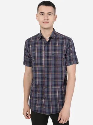 Iron Grey Checked Slim Fit Casual Shirt | JadeBlue