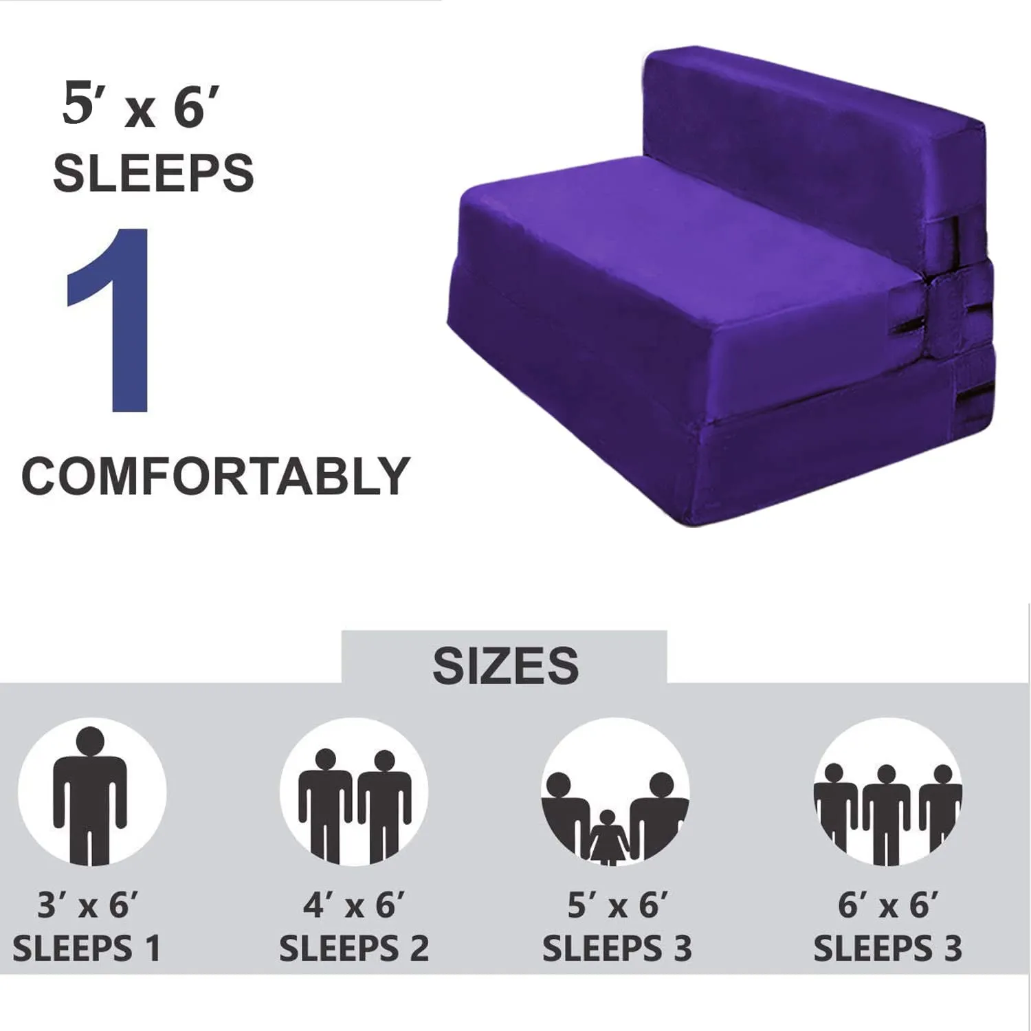 Jayant Furniture House Size-4x6,Feet High-Density EPE Foam Sofa Cums Bed Mattress for Home Two Seater (Purple).