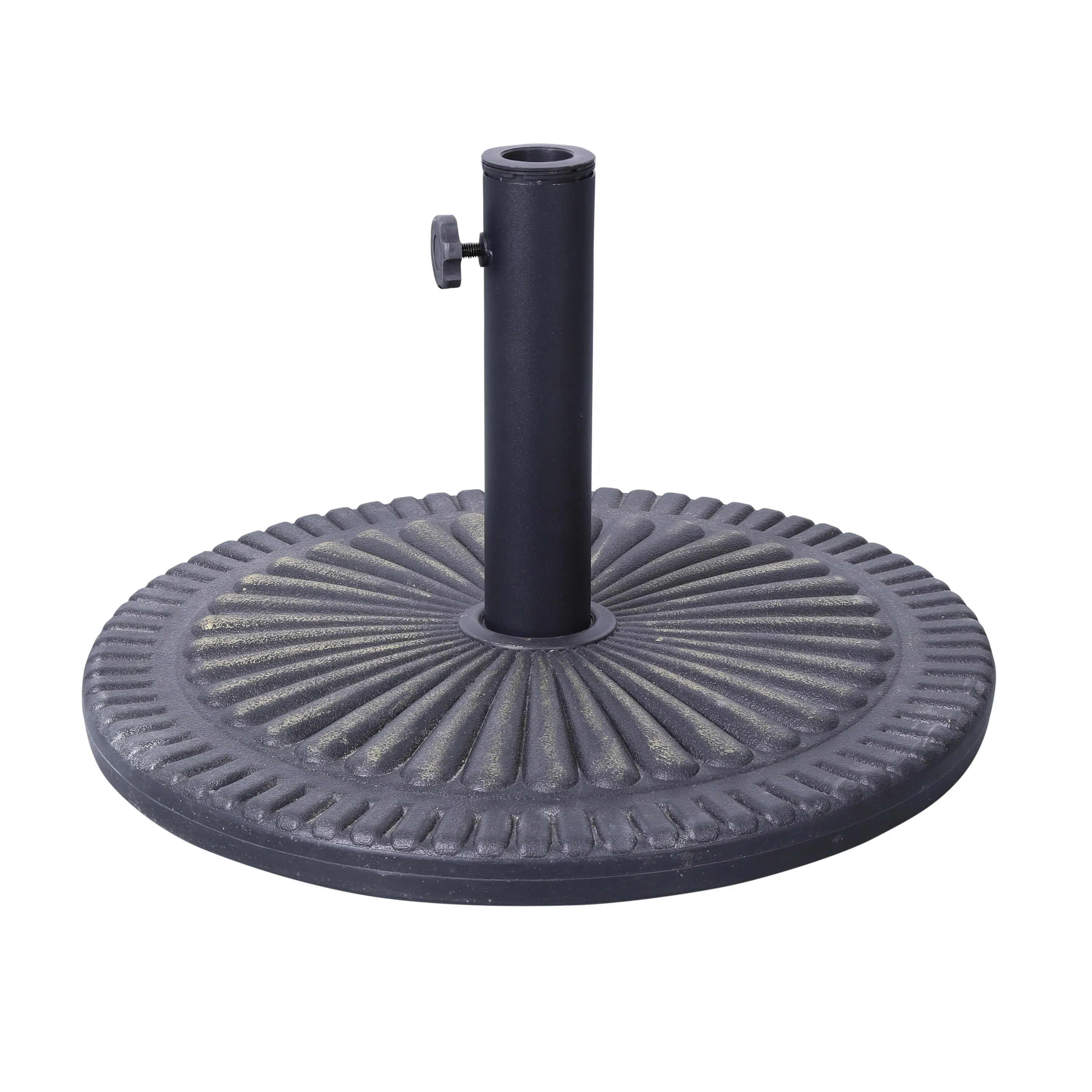 Kona Universal Cement Patio Umbrella Base with Sunburst Patterned Weatherproof Plastic Polymer Coating