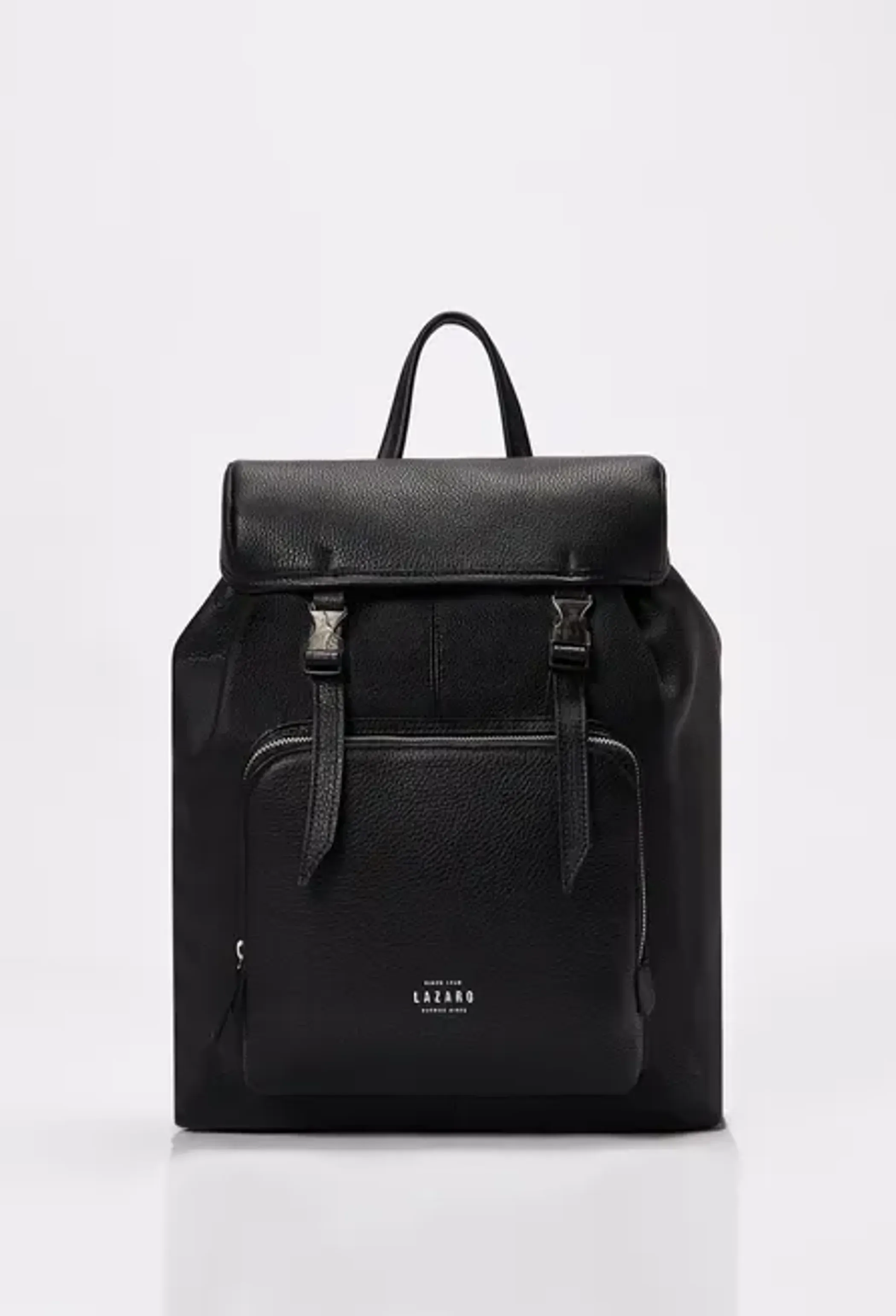 Large Leather Backpack With Buckle Closure