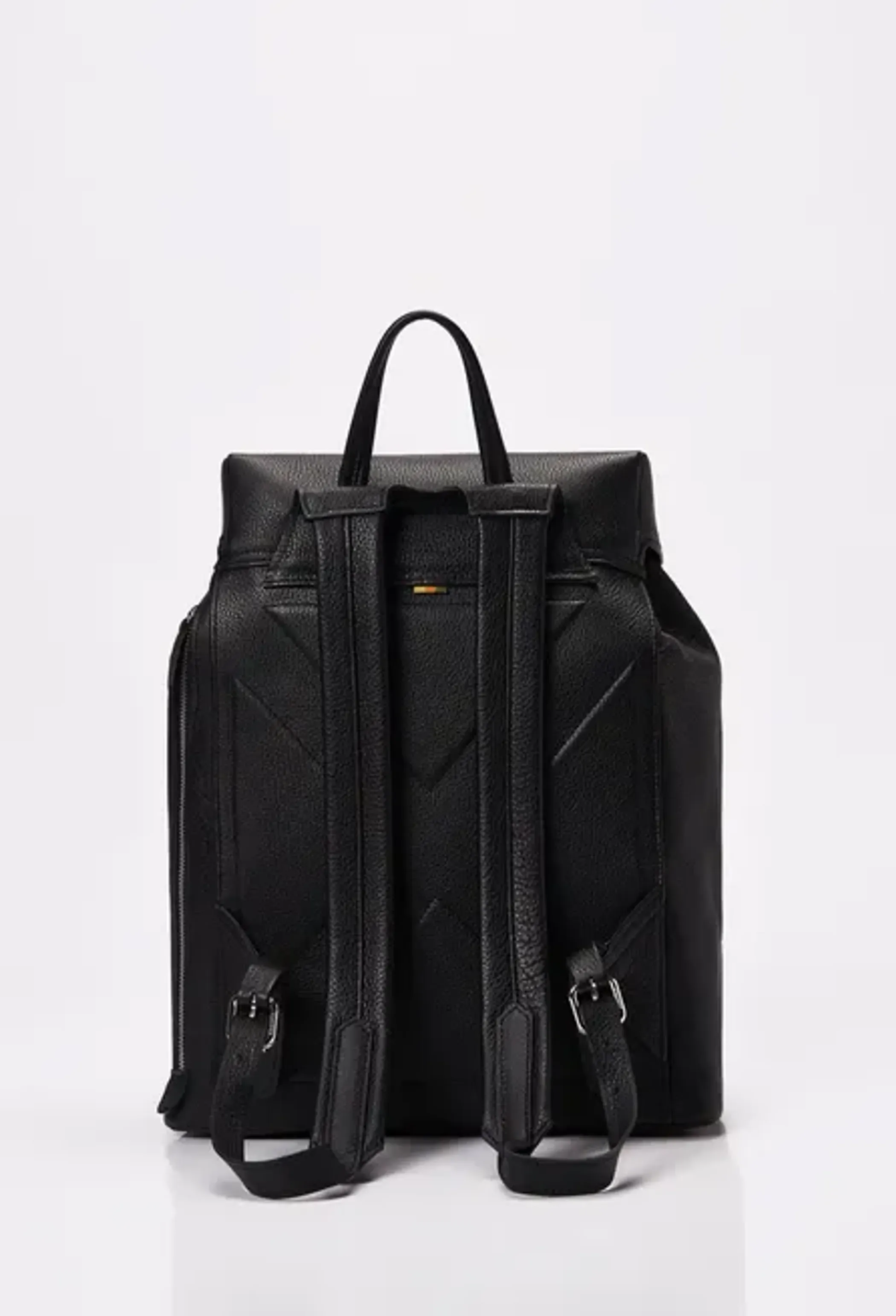 Large Leather Backpack With Buckle Closure