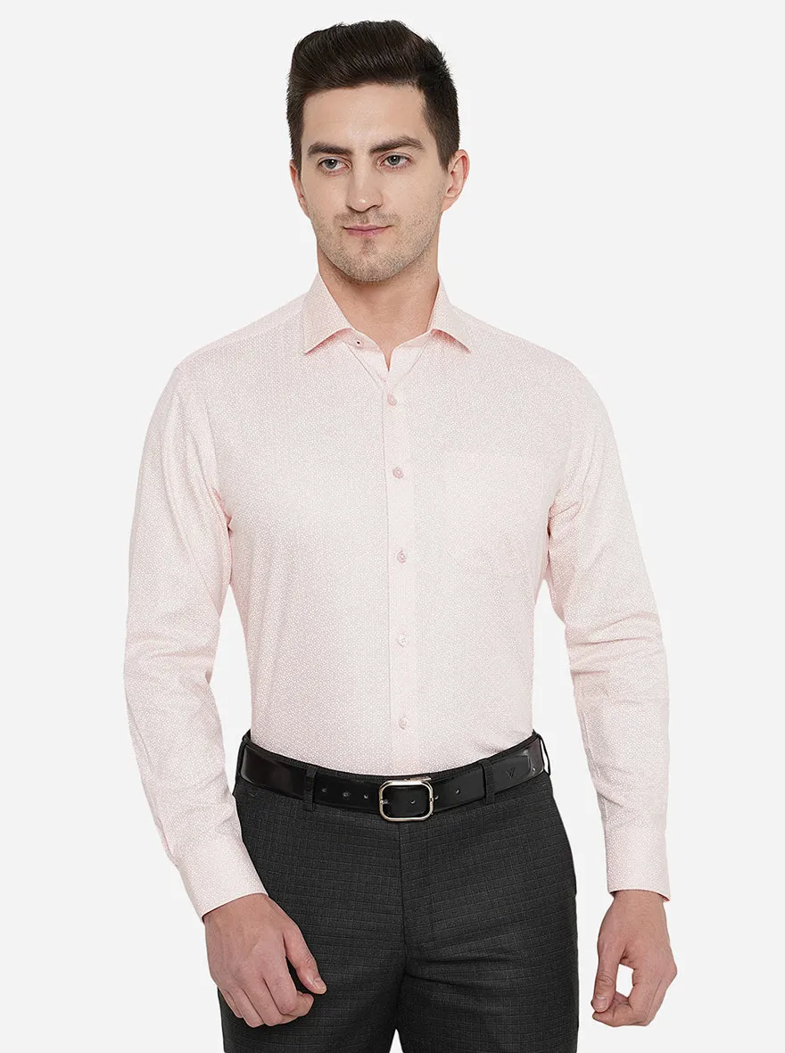 Light Pink Printed Slim Fit Formal Shirt | JadeBlue