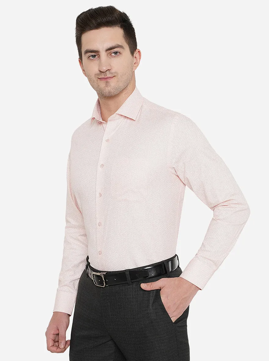 Light Pink Printed Slim Fit Formal Shirt | JadeBlue