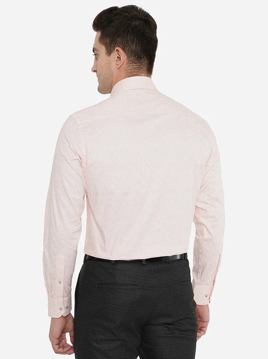 Light Pink Printed Slim Fit Formal Shirt | JadeBlue