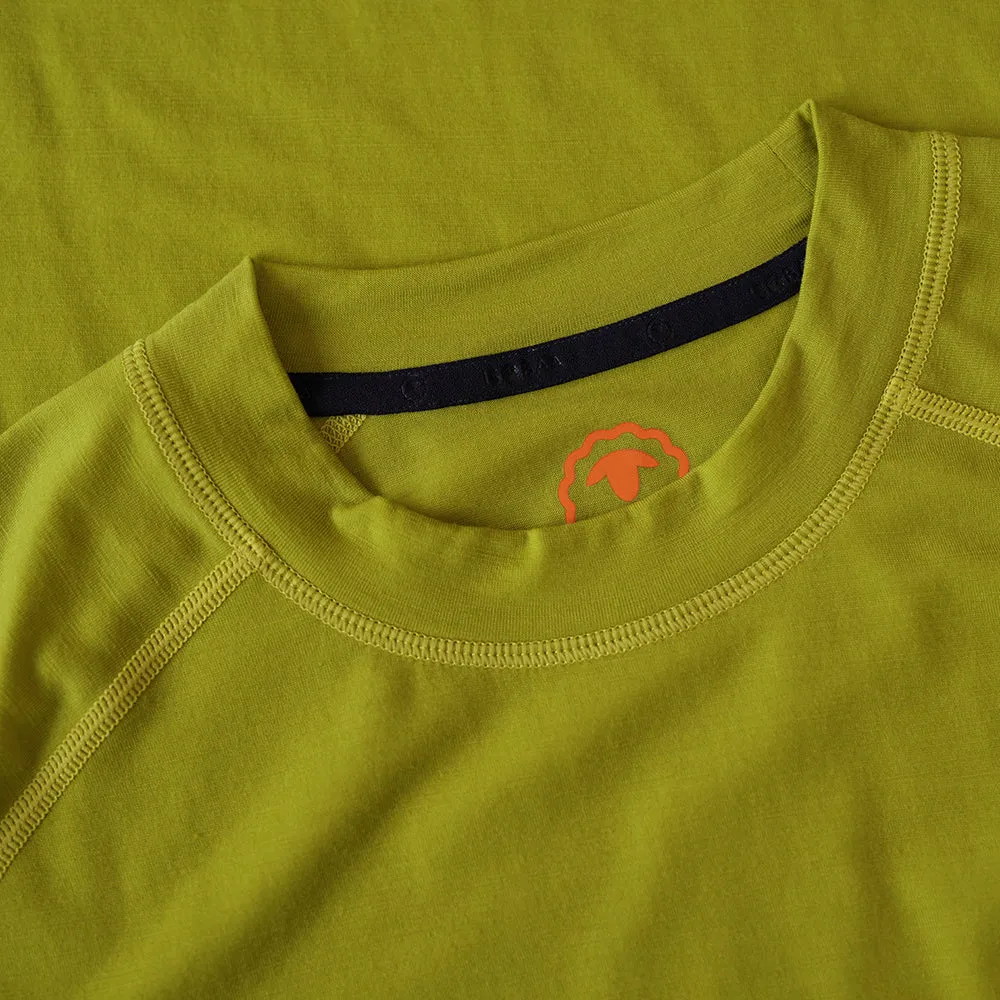 Mens 160 Merino Active Long Sleeve Crew (Lime)