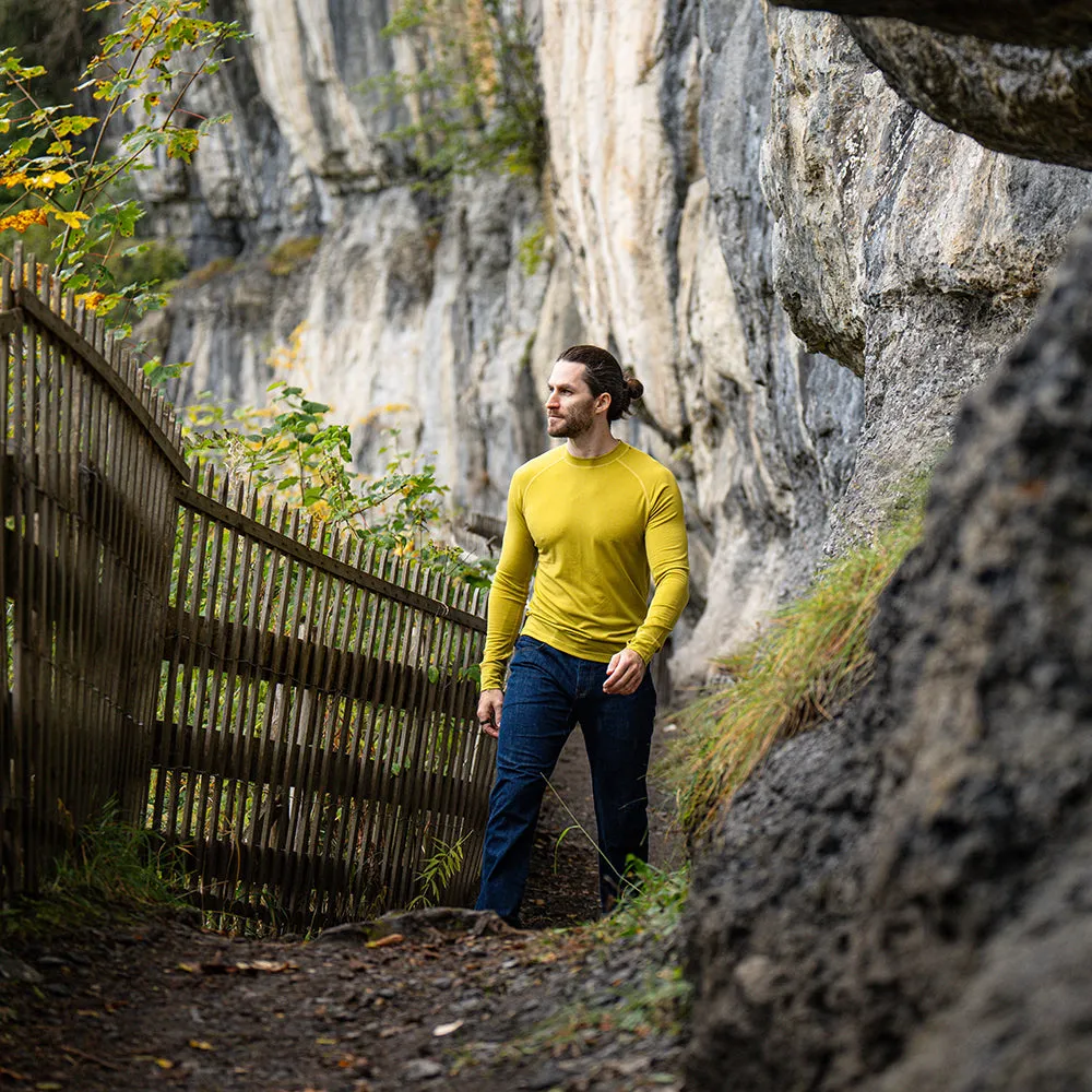 Mens 160 Merino Active Long Sleeve Crew (Lime)