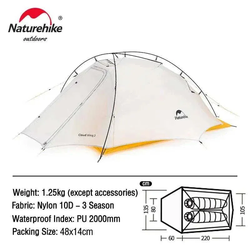 Naturehike Cloud Up Series All-Season, Ultralight Tent (Multiple Sizes)