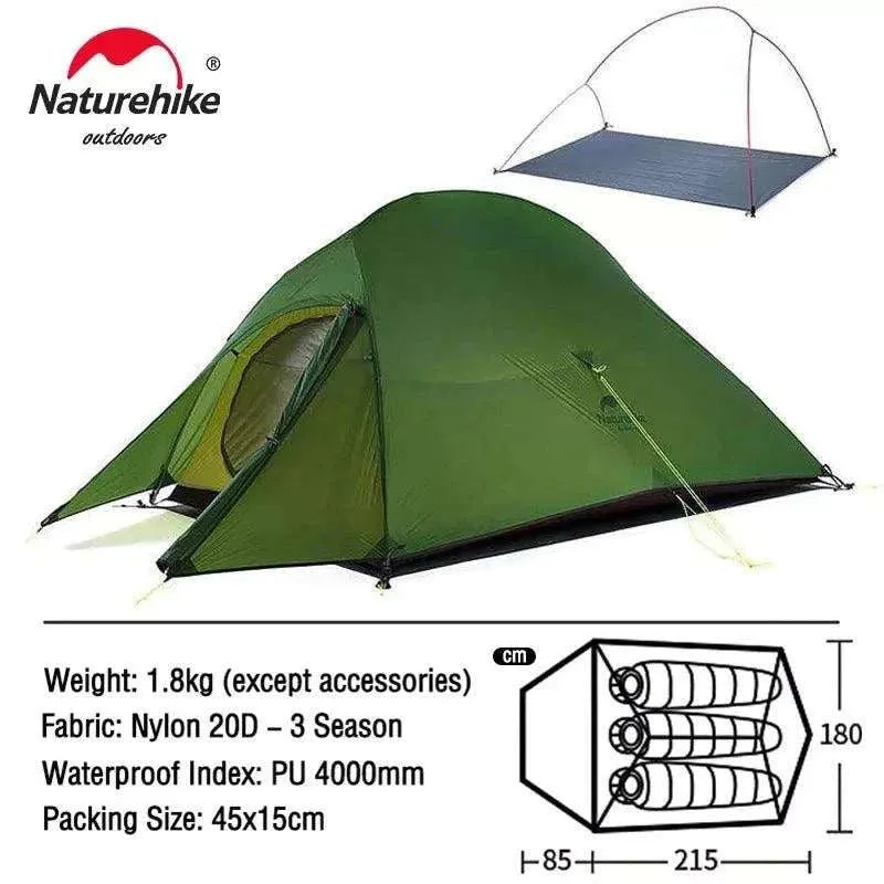 Naturehike Cloud Up Series All-Season, Ultralight Tent (Multiple Sizes)