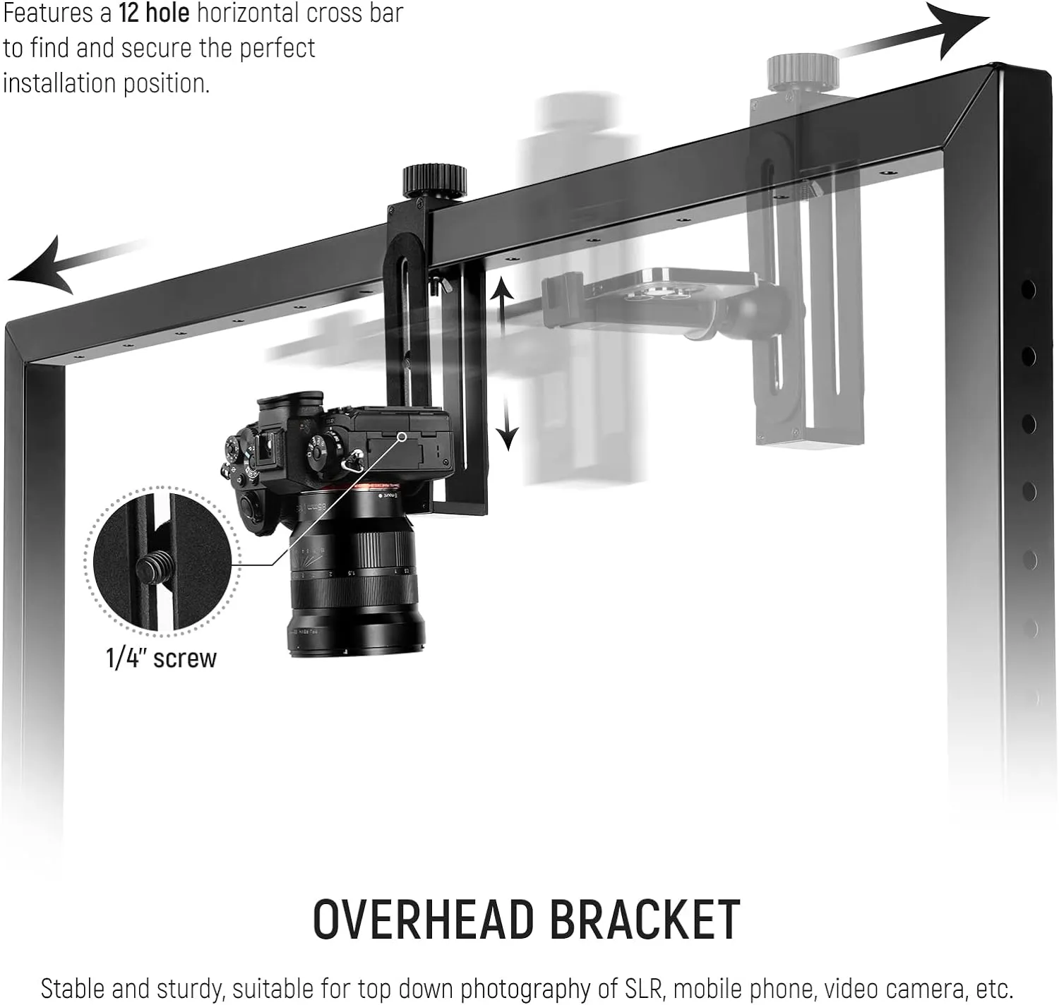 NEEWER 100cm Overhead Camera Mount Rig for Top Down Flat Lay Stand