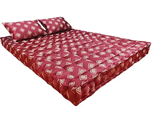 NIVEDHA MATTRESS - Organic Silk Cotton Kapok Ilavam Panju Double Size Mattress, 6 x 4 ft / 72 x 48 x 6 Inches with 2 Pillows,[Panipat Cloth]