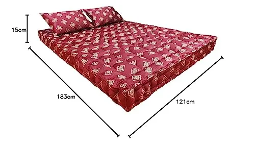 NIVEDHA MATTRESS - Organic Silk Cotton Kapok Ilavam Panju Double Size Mattress, 6 x 4 ft / 72 x 48 x 6 Inches with 2 Pillows,[Panipat Cloth]