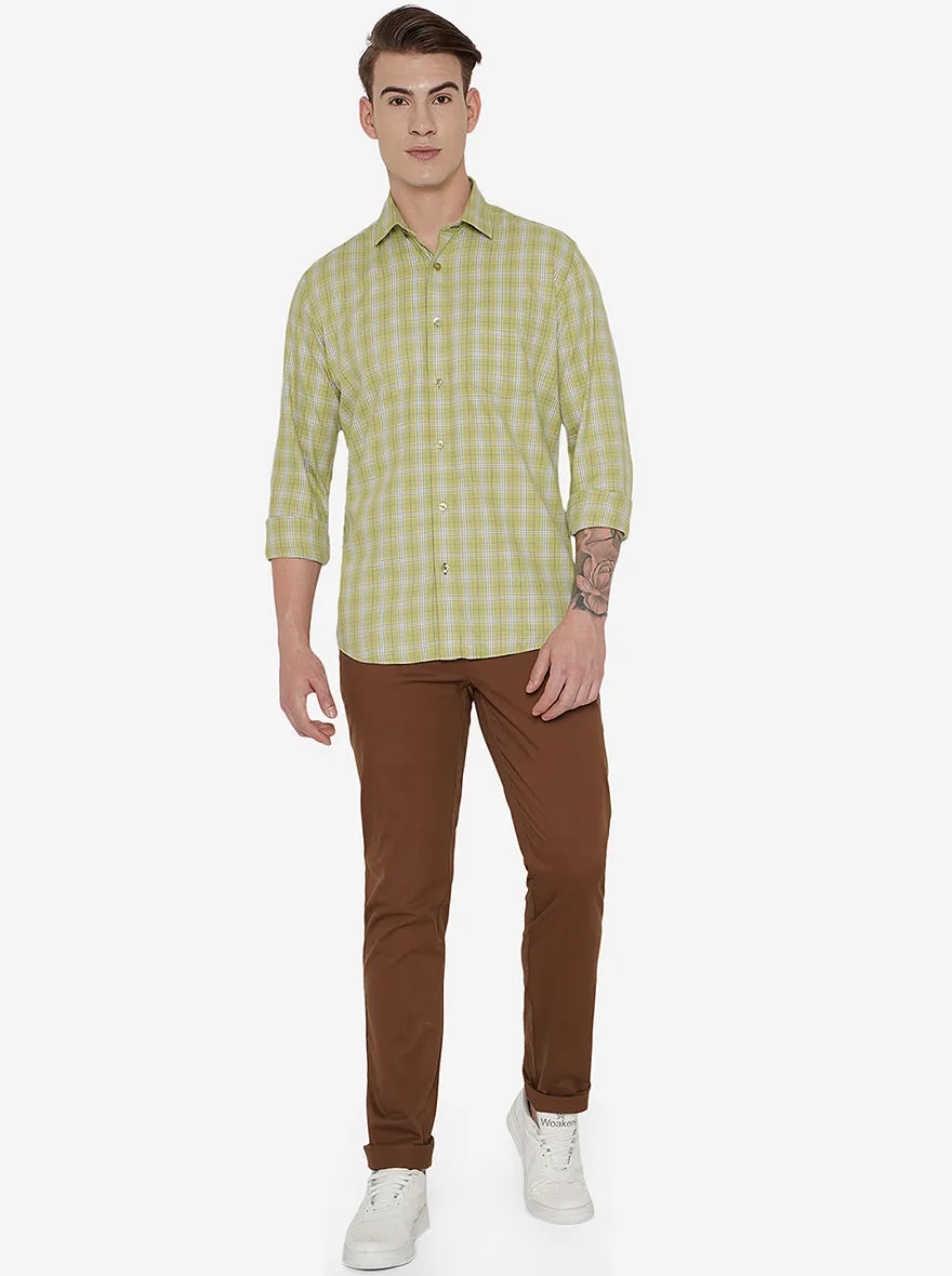 Palm Green Checked Smart Fit Casual Shirt | Greenfibre