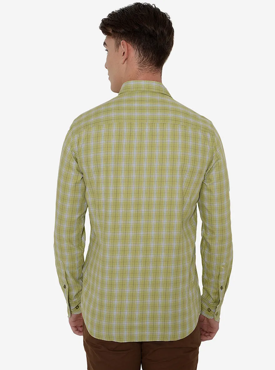 Palm Green Checked Smart Fit Casual Shirt | Greenfibre