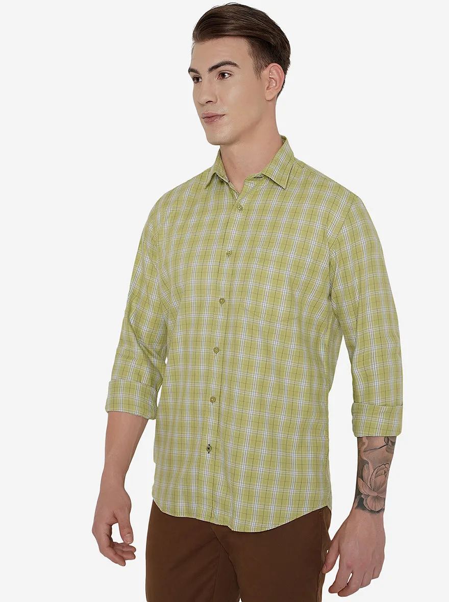 Palm Green Checked Smart Fit Casual Shirt | Greenfibre