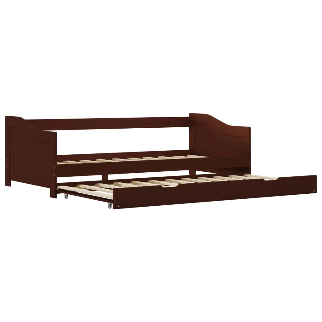 Pull-out Sofa Bed Frame Dark Brown Pinewood 90x200 cm