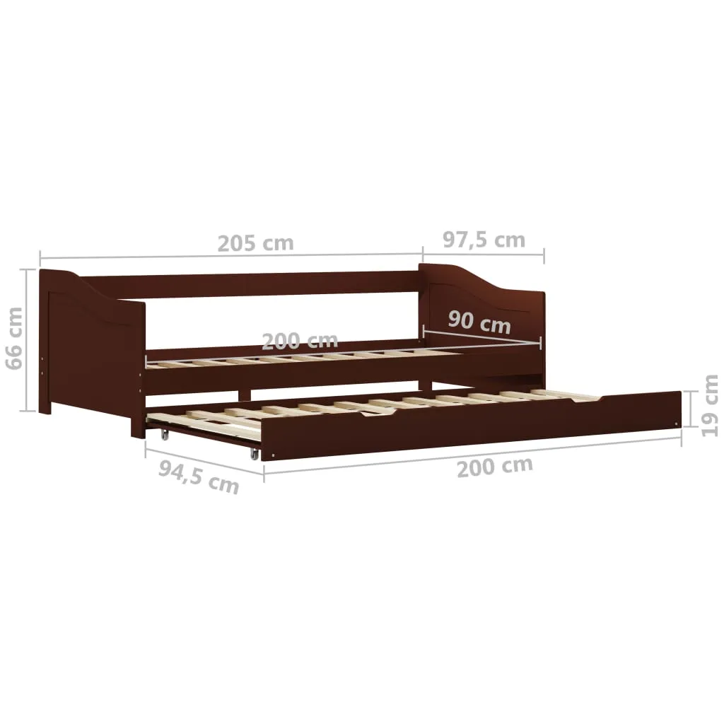 Pull-out Sofa Bed Frame Dark Brown Pinewood 90x200 cm