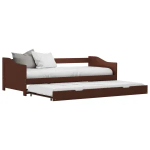 Pull-out Sofa Bed Frame Dark Brown Pinewood 90x200 cm